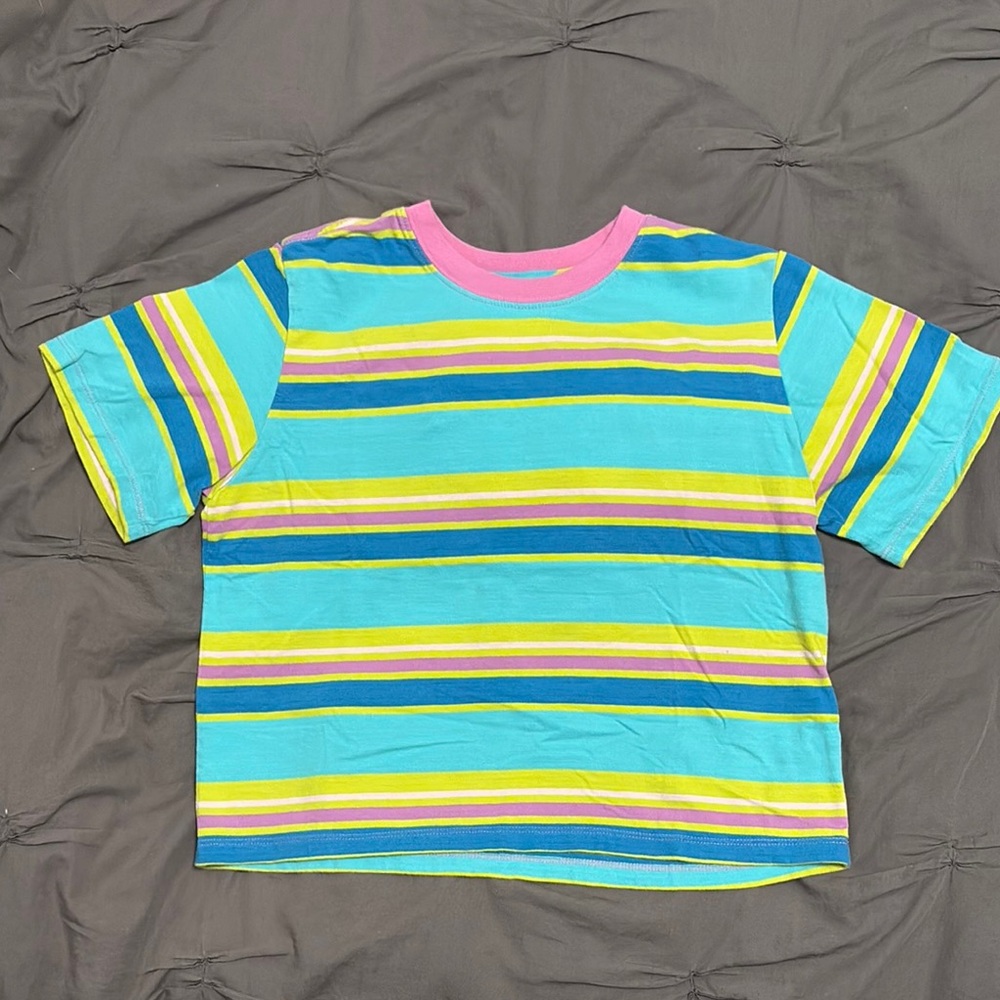 Mokuyobi cropped Striped Short Sleeve Tee